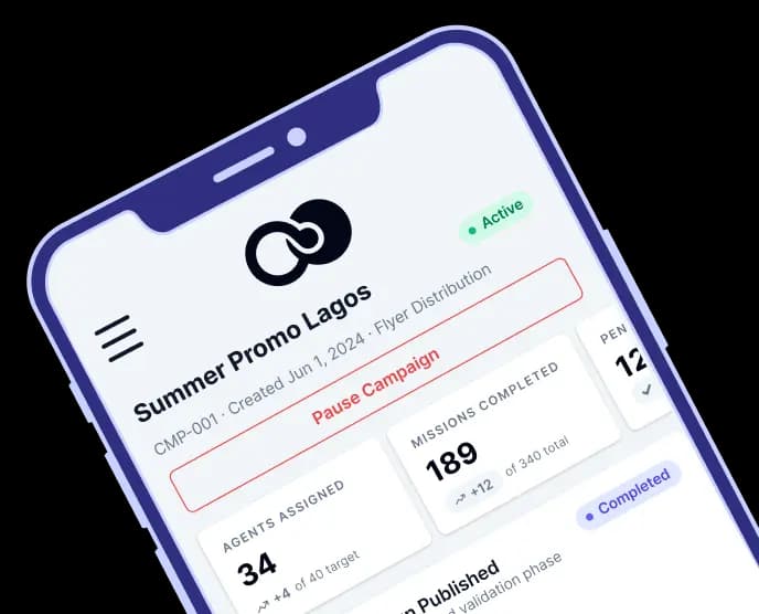 OOZUN campaign management mobile interface
